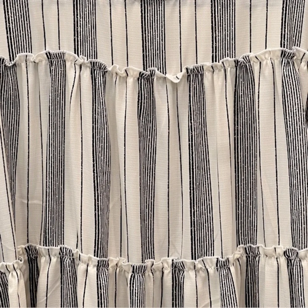 ODDY Beige with Black Stripes Peasant Style Top - Picture 3 of 7